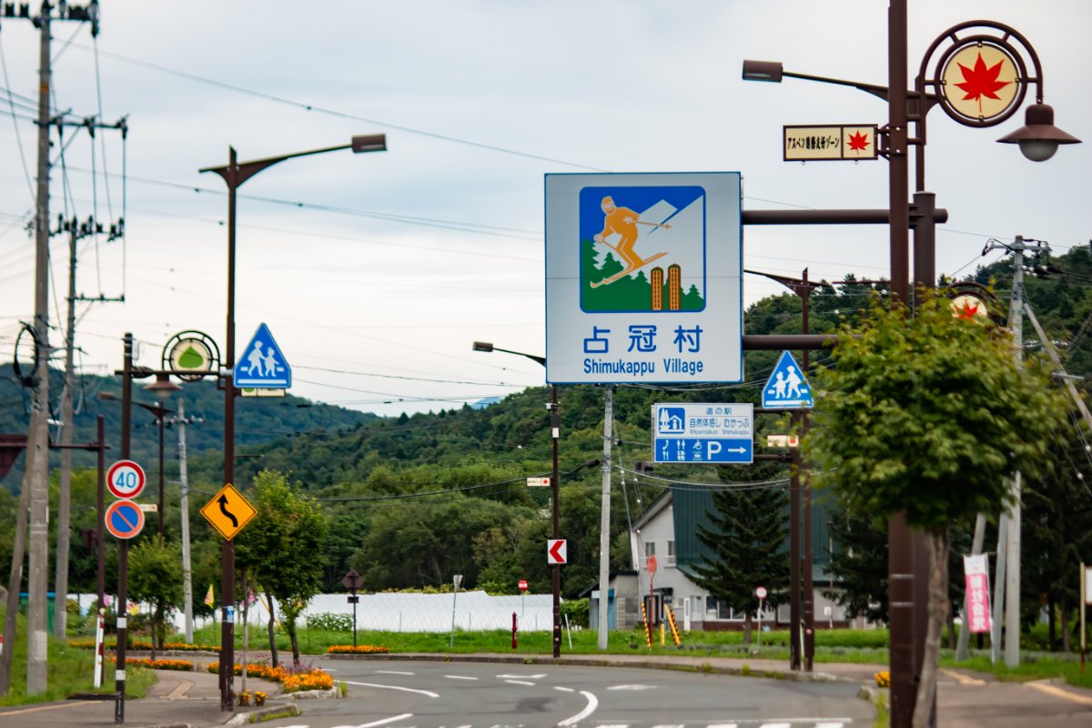 占冠村の道路沿いの風景